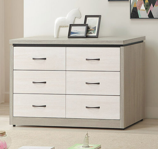 F230-6 淺灰+白梧桐六斗櫃