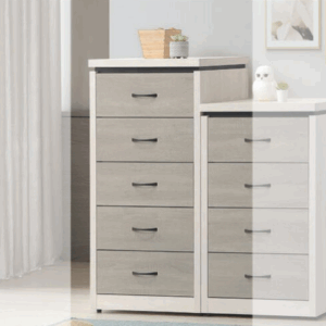 F228-7 淺灰+白梧桐小五斗櫃