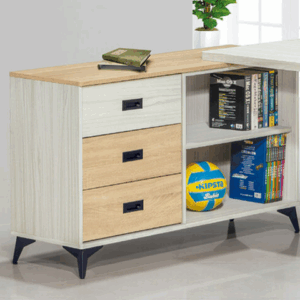 F245-2 路易士白雪衫色側邊櫃 一片活動隔板