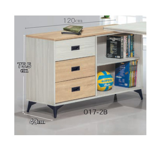 F227-19-路易士白雪松色側邊櫃-黑白根石面-1活動隔板