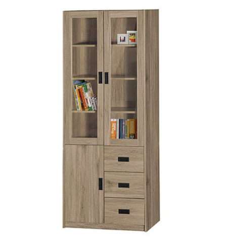 F247-1 灰橡三抽書櫃