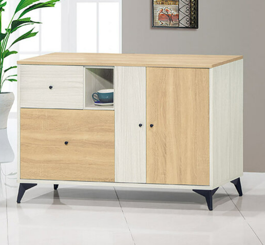 F227-15 路易士白雪松色4尺多功能收納櫃 木面 ⊙內隔板一片