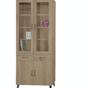 F241-5 寶馬灰橡3*7尺中抽書櫃 ⊙4片活動隔板