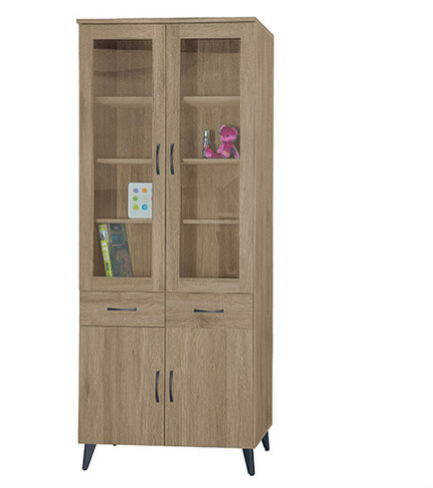 F241-5 寶馬灰橡3*7尺中抽書櫃 ⊙4片活動隔板