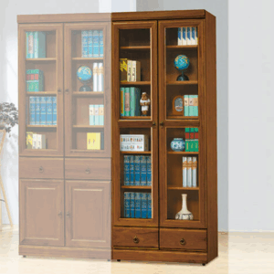 F249-5 樟木色3*7尺下抽書櫃