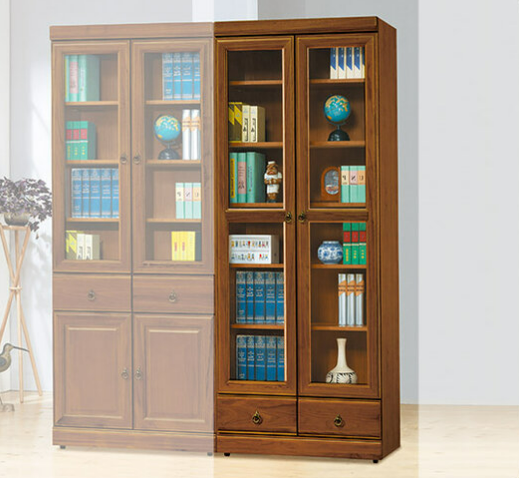 F249-5 樟木色3*7尺下抽書櫃