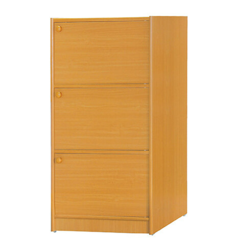 F259-1 赤陽色耐磨皮3門收納櫃