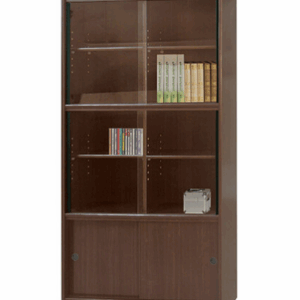 F251-4 胡桃色3*6尺玻璃門書櫃