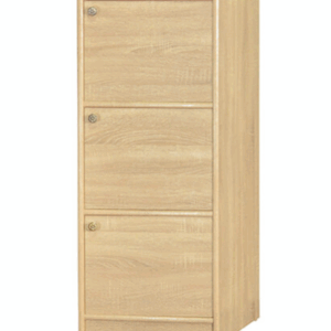 F258-4 梧桐色浮雕耐磨皮3門收納櫃