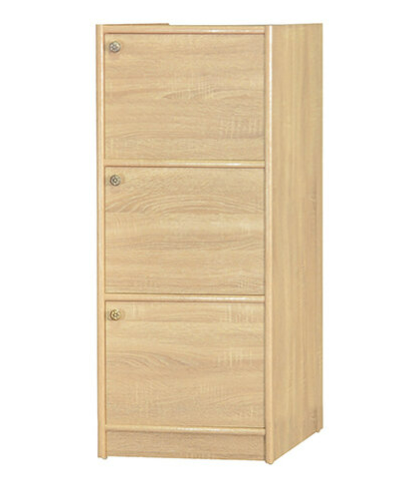 F258-4 梧桐色浮雕耐磨皮3門收納櫃