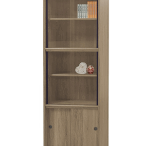 F251-7 灰橡色2*6尺玻璃門書櫃