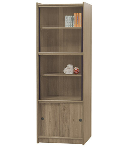 F251-7 灰橡色2*6尺玻璃門書櫃