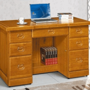 F262-1 雄獅4.5尺全實木辦公桌 含5MM強化玻璃