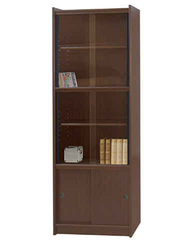 F251-8 胡桃色2*6尺玻璃門書櫃