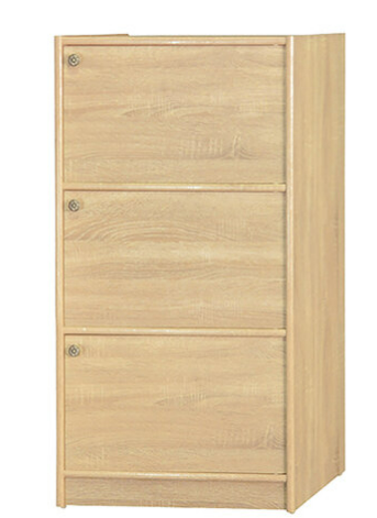 F259-7 梧桐色浮雕耐磨皮3門收納櫃