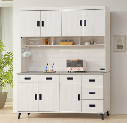 F291-1 朵拉鋼刷白5.3尺餐櫃 整組 上+下