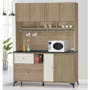 F293-1 路易士灰橡5尺餐櫃 全組 上+下 12MM白岩板