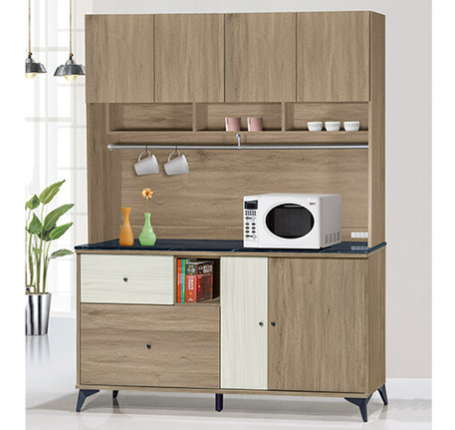 F293-1 路易士灰橡5尺餐櫃 全組 上+下 12MM白岩板