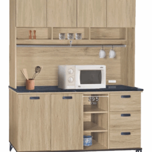 F294-1 新橡木5尺收納櫃 黑白根石面 全組上+下