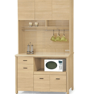 F295-1 北原4尺拉盤收納櫃 上+下 /全組 12MM白岩板