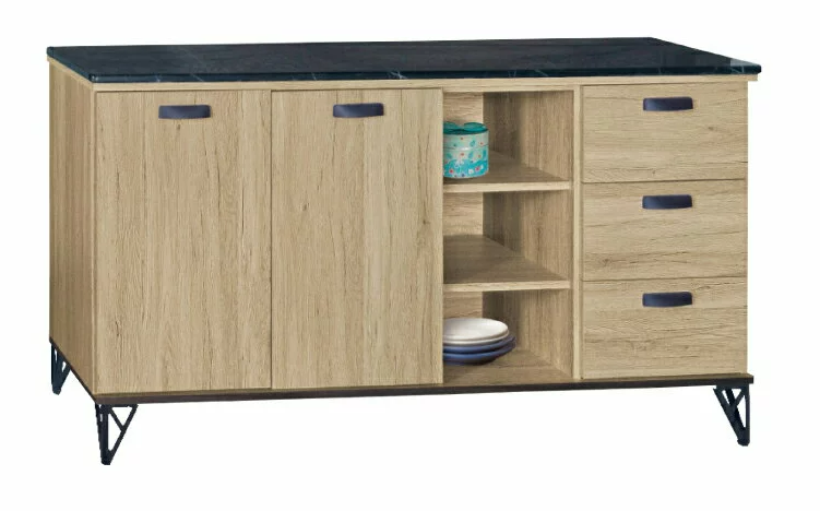 F294-2 新橡木5尺收納櫃 黑白根石面 下座