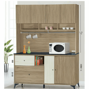 F293-2 路易士灰橡5尺餐櫃 全組 上+下 黑白根石面