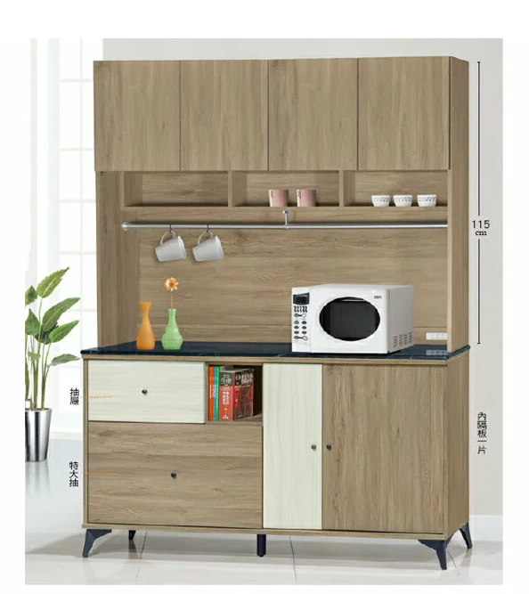 F293-2 路易士灰橡5尺餐櫃 全組 上+下 黑白根石面