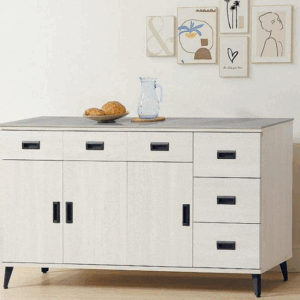 F291-2 朵拉鋼刷白5.3尺餐櫃下座 岩板12mm