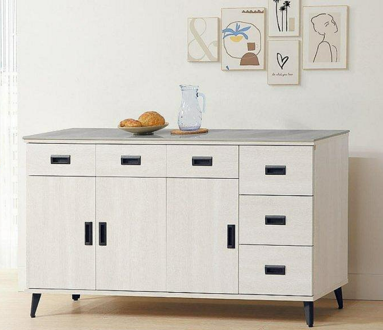 F291-2 朵拉鋼刷白5.3尺餐櫃下座 岩板12mm