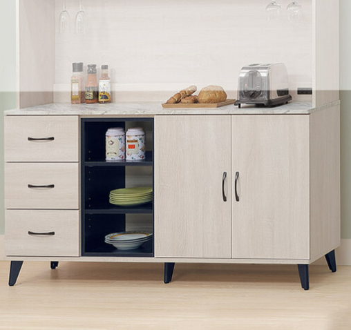 F289-2 維克斯原切白5尺收納櫃 下座 美耐皿木面