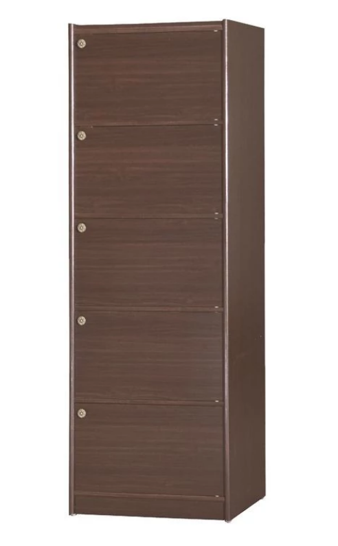 F258-12胡桃色耐磨皮5門收納櫃