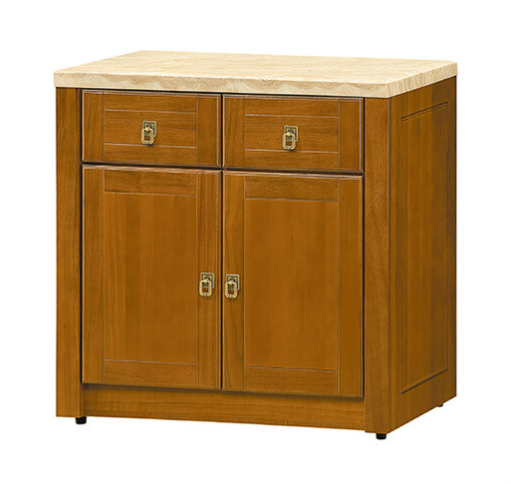 F283-2 樟木色2.8尺收納櫃 琥珀玉石面