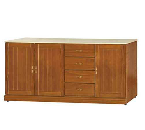 F284-2 樟木色6尺收納櫃 白沙石面