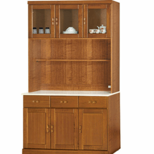 F285-3 樟木色4尺收納櫃 全組/上+下 12MM白岩板