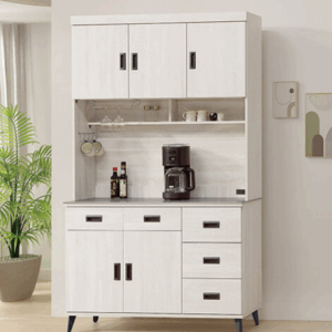 F291-3 朵拉鋼刷白4尺餐櫃 整組 上+下