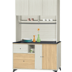 F292-10 路易士白雪松4尺餐櫃 全組上+下 12MM白岩板