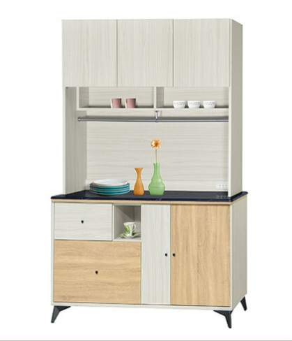 F292-10 路易士白雪松4尺餐櫃 全組上+下 12MM白岩板