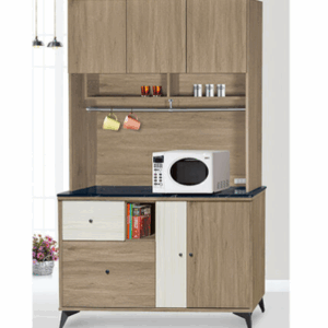 F293-6 路易士灰橡4尺餐櫃 上+下 12MM白岩板