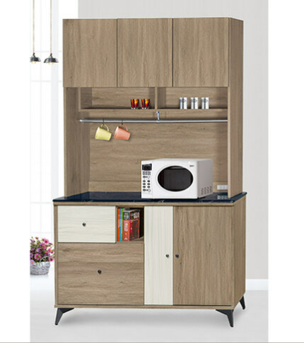 F293-6 路易士灰橡4尺餐櫃 上+下 12MM白岩板