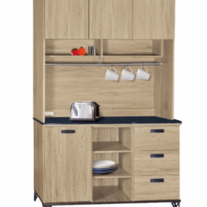 F294-3 新橡木4尺收納櫃 黑白根石面 全組上+下