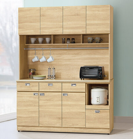 F298-1 和風北原5尺拉盤收納櫃 全組上+下 12MM白岩板