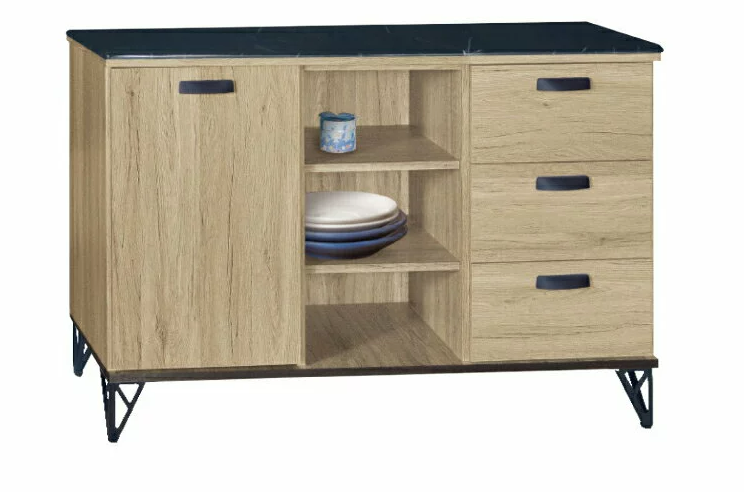 F294-4 新橡木4尺收納櫃 黑白根石面 下座