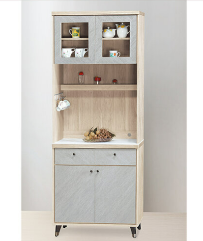 F290-4 年輪2.7尺餐櫃 全組上+下