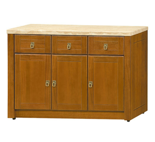 F283-3 樟木色4尺收納櫃 琥珀玉石面