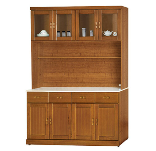 F285-5 樟木色5尺收納櫃 全組/上+下 12MM白岩板