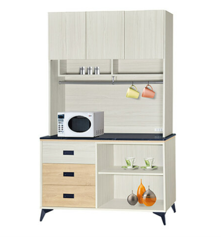 F292-12 路易士白雪松4尺餐櫃 全組 上+下 12MM白岩板