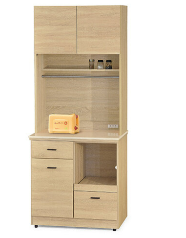 F297-4 北原2.7尺拉盤收納櫃 全組/上+下 白沙石面