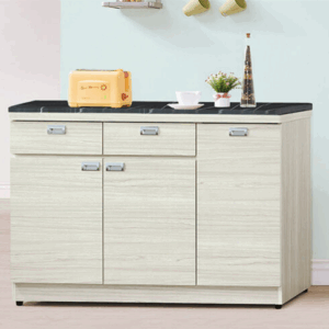 F299-2 和風雪松4尺收納櫃 下座 黑白根石面