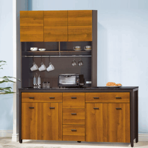 F302-1 黃金雙色6尺收納櫃 全組 上+下 黑白根石面