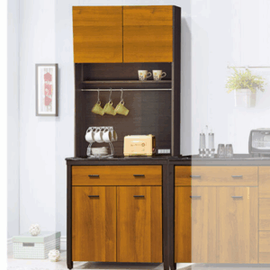 F303-1 黃金雙色3尺收納櫃 全組上+下 黑白根石面